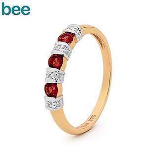 Bee Jewelry 9 ct gold finger ring shiny, model 25050-GT
